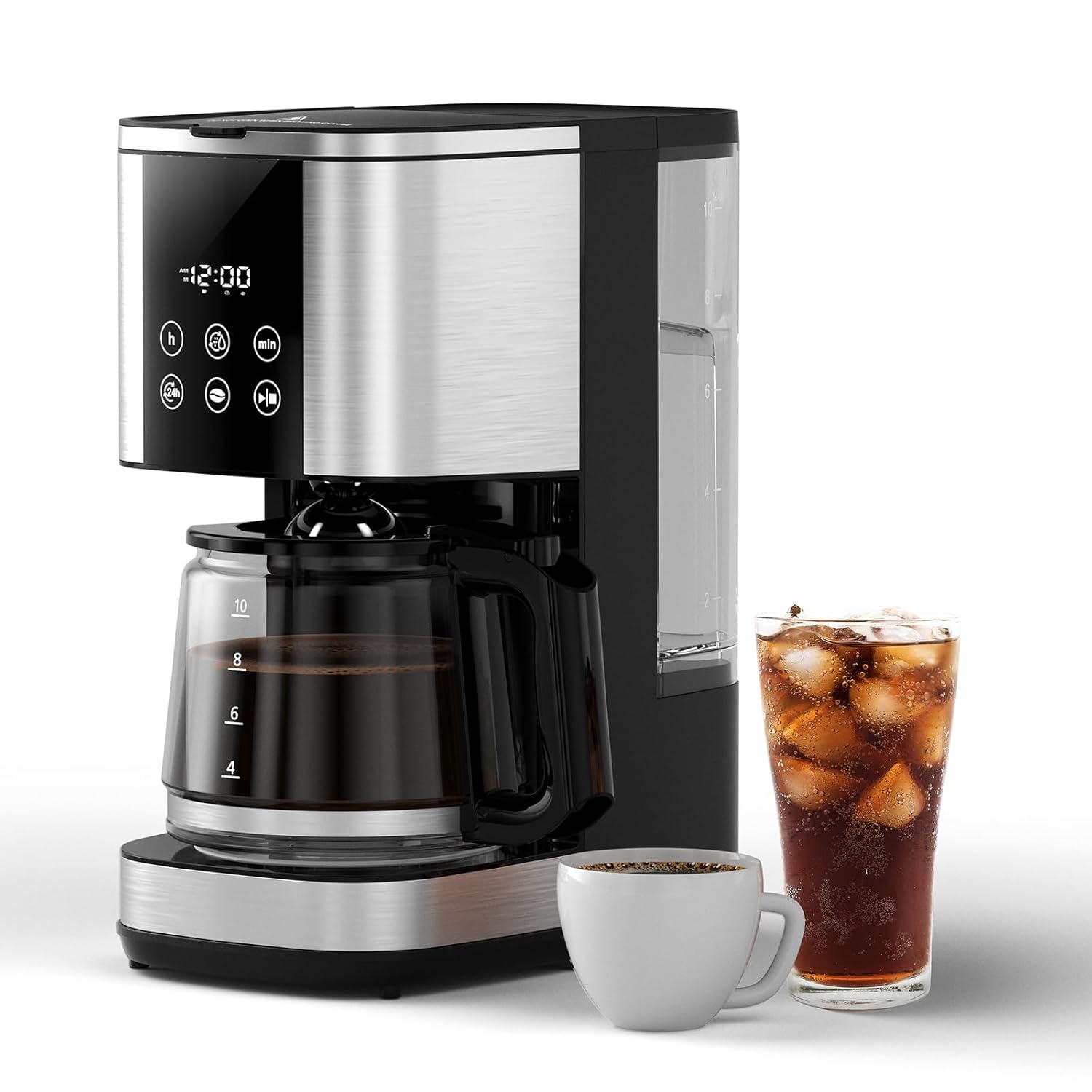 Zafro - 10-Cup Programmable Coffee Maker with Bold Brew, Auto Pause & Keep Warm, 24H Delay Start for Home/Office - Black