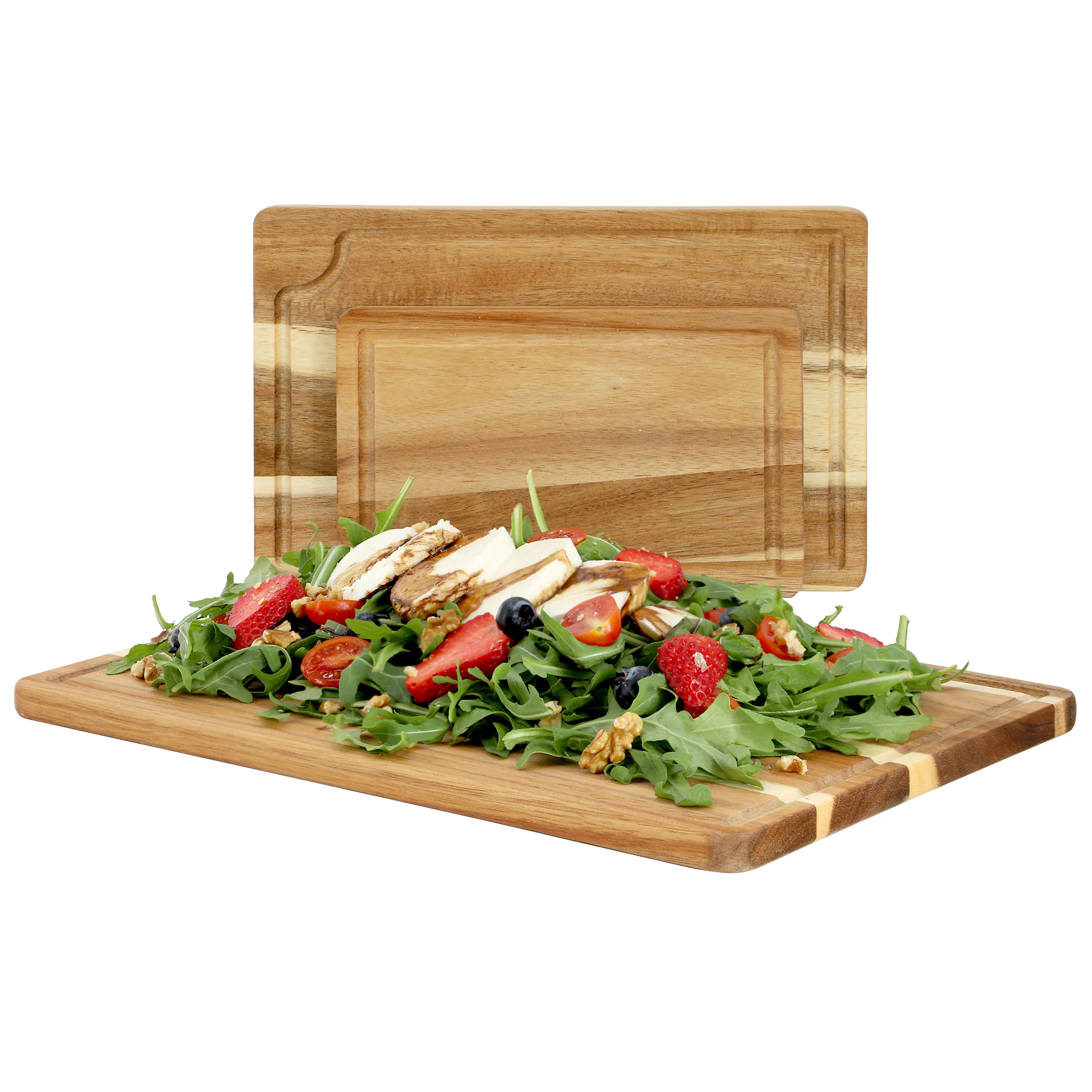 Front. MegaChef - MegaChef 3 Piece Acacia Wood Cutting Board Set - Brown.