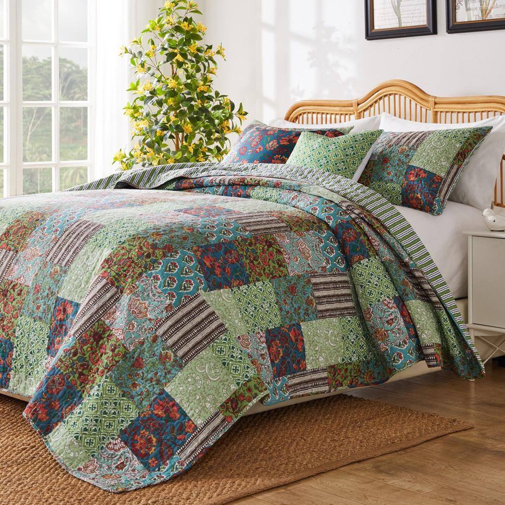 Alt View 2. Greenland Home Fashions - Greenland Home Fashions Jasmin Luxurious Comfortable 3 Pieces Quilt Set Jade King/Cal. King - Jade.