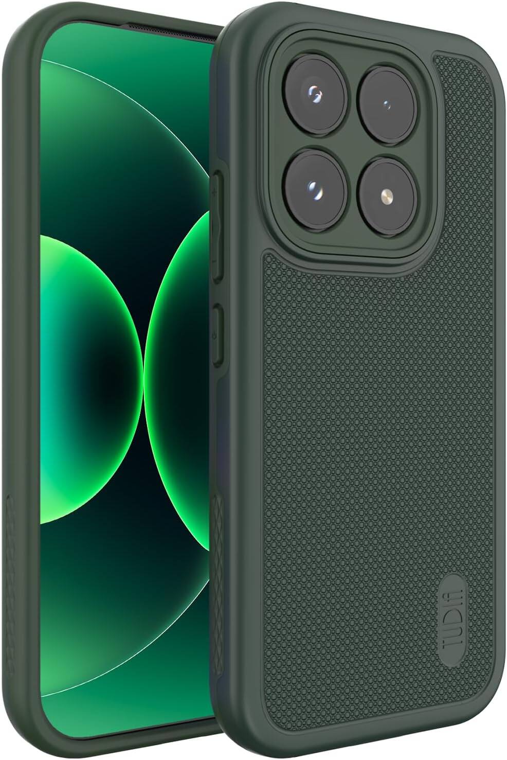 Front. TUDIA - TUDIA MergeGrip Case for Xiaomi 17 5G (2026) - Military Grade Dual Layer Slim Rugged Protective Cover, Pine Green - Pine Green.