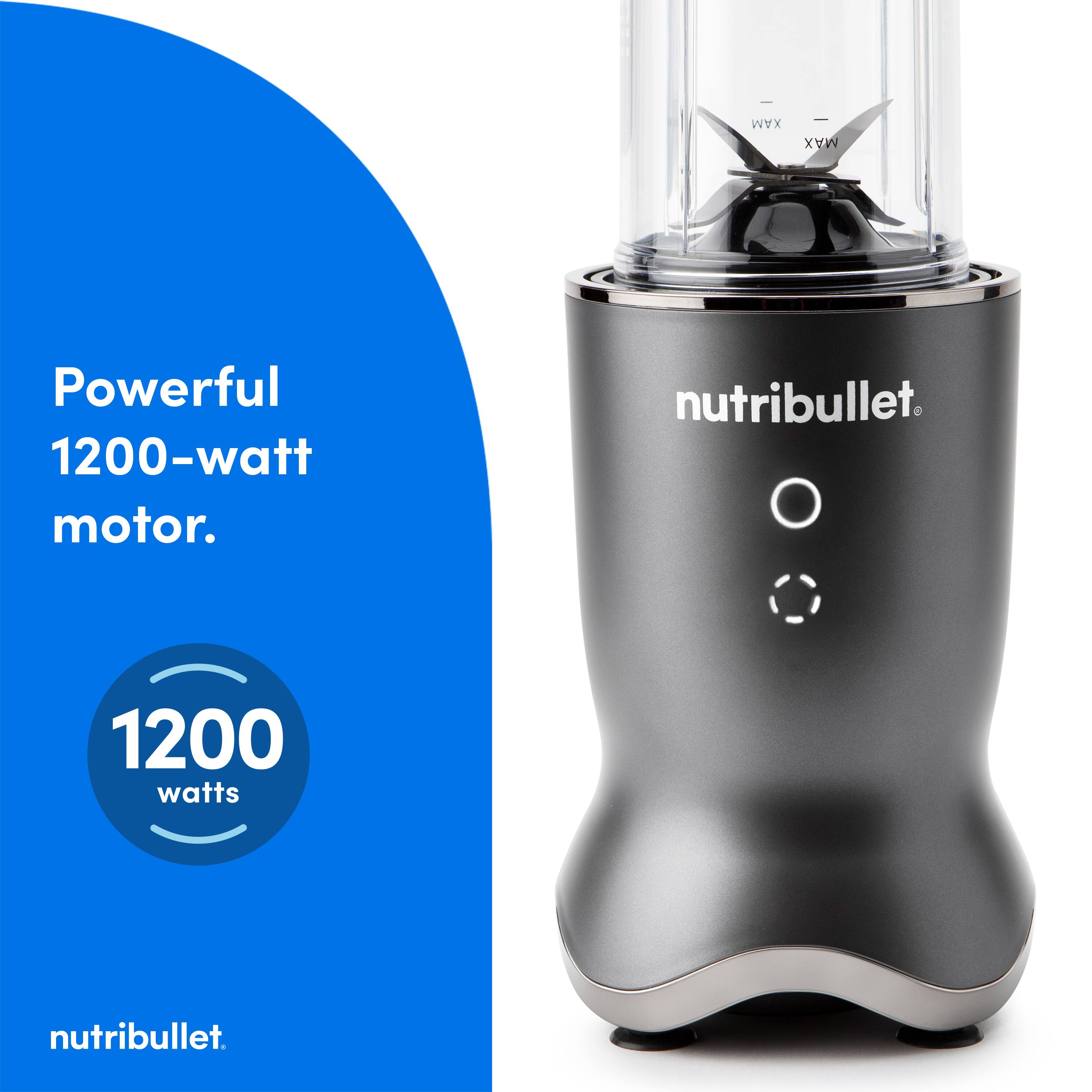 Powerful 1200-watt motor.  
1200 watts  
nutribullet