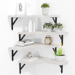 Dazzed Corner - Corner Floating Shelves Wall Mounted Set of 4 - White
