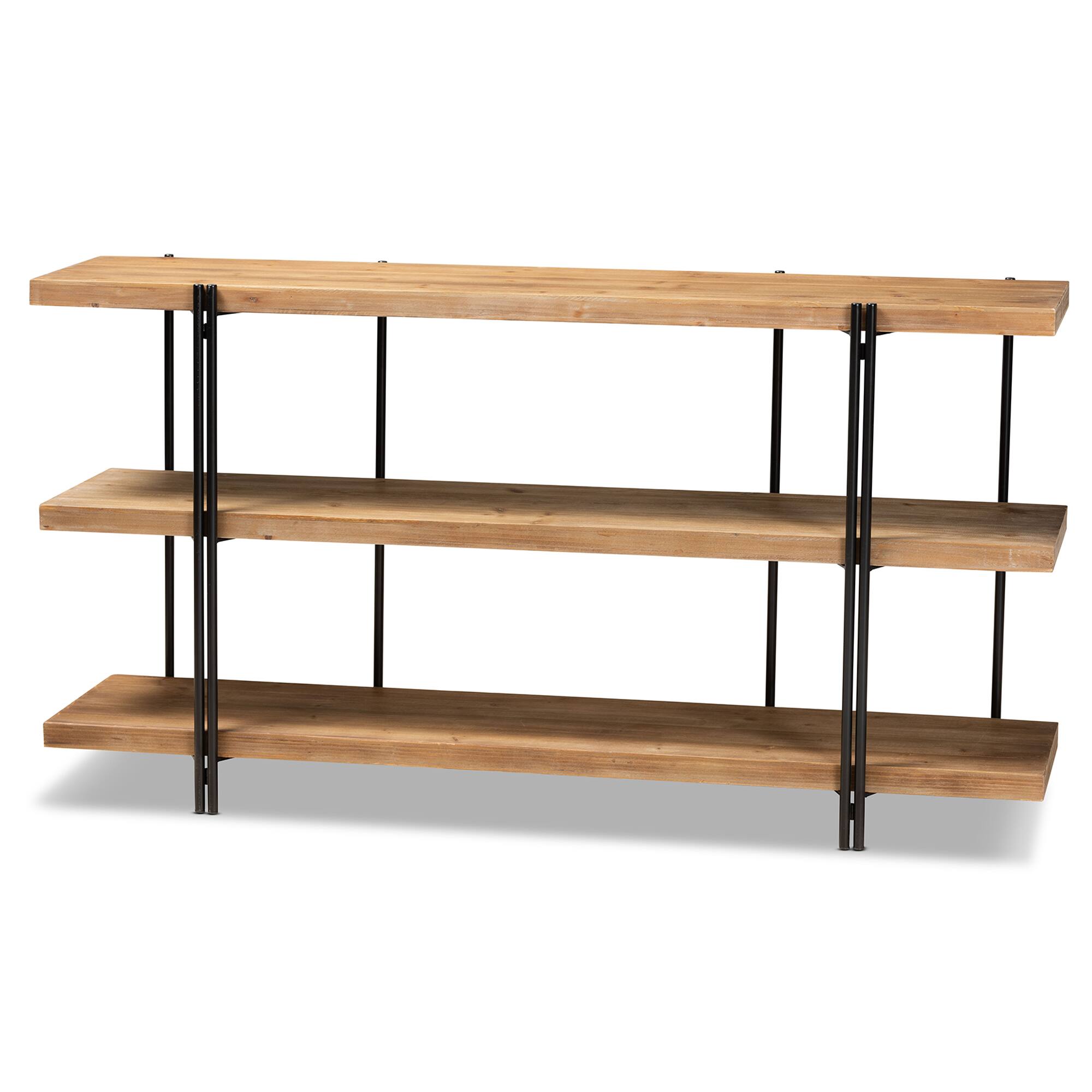 Front. Baxton Studio - Tarah Modern Rustic and Industrial Finished Wood and Finished Metal Console Table - Natural Brown/Black.