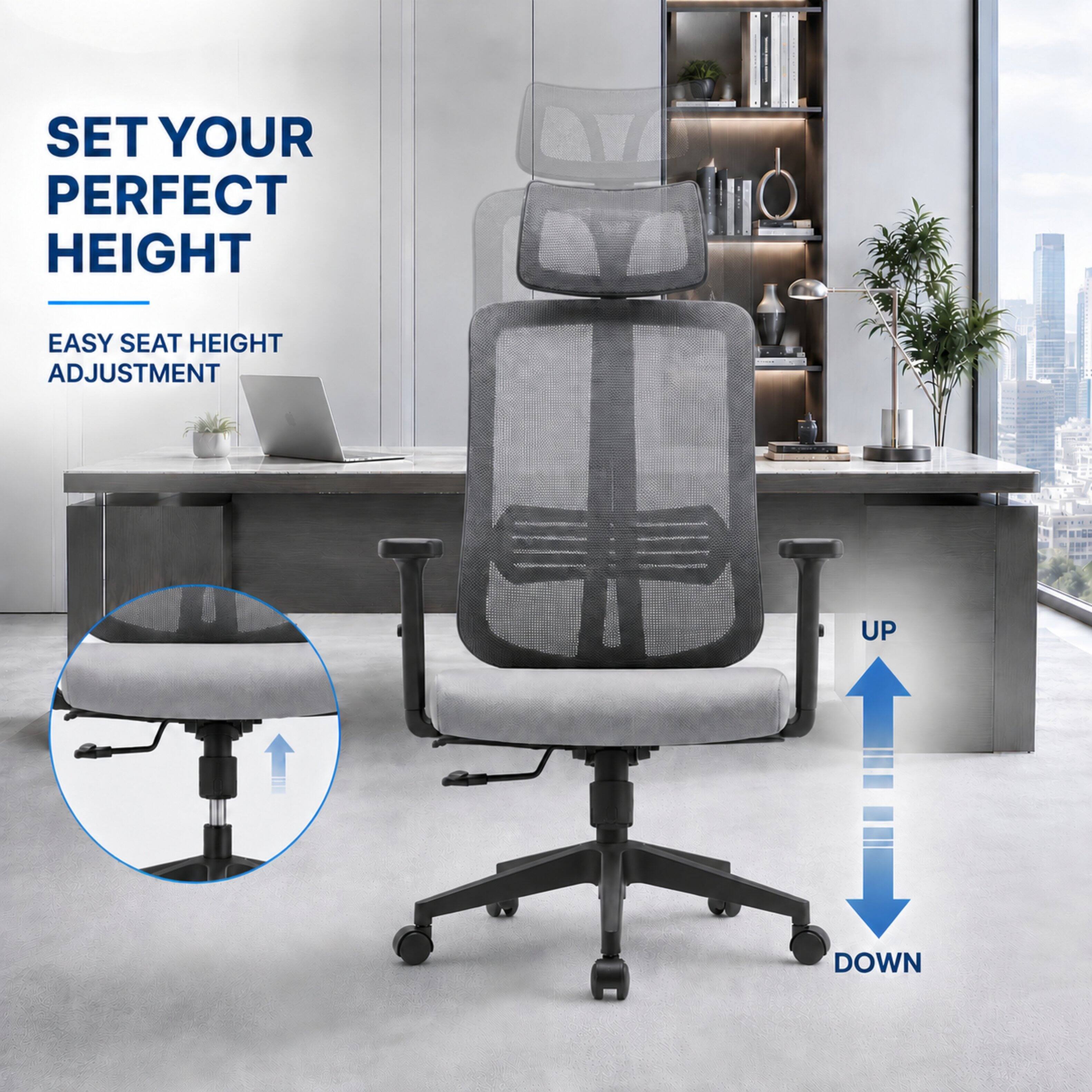 SET YOUR PERFECT HEIGHT  
EASY SEAT HEIGHT ADJUSTMENT  
UP  
DOWN