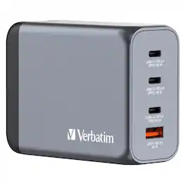 Verbatim - 200W 4-Port GaN Wall Charger - Black/Gray