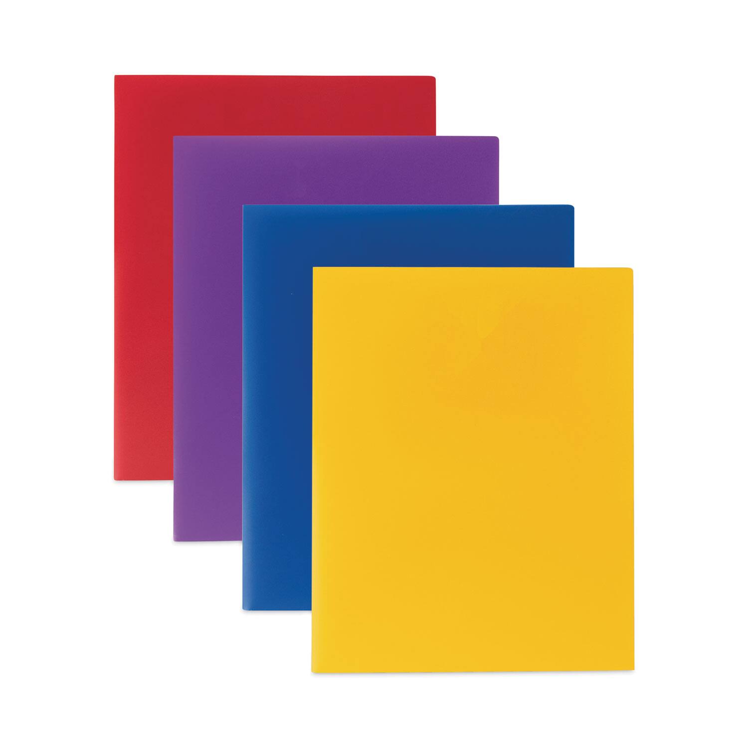 Back. C-Line Products - Two-Pocket Heavyweight Poly Portfolio Folder, 11 x 8.5, Yellow, 25/Box.