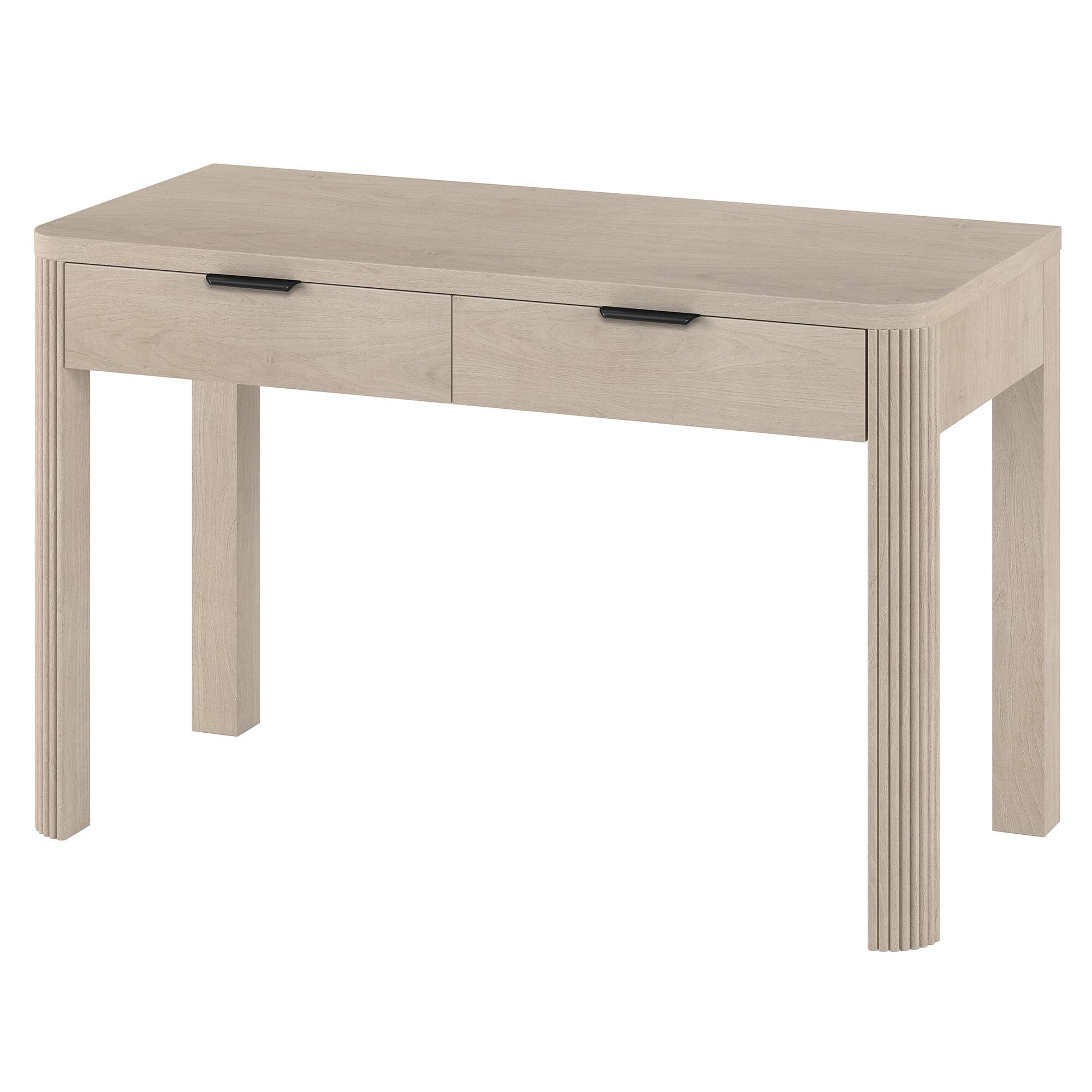 Alt View 2. Hudson&Canal - Lonsdale 48'' Wide Rectangular Fluted Desk - Alder White.