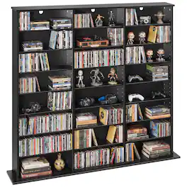 VEVOR - Media Storage Cabinet, 8-Tier DVD Shelf Organizer, 55.91 x 8.66 x 51.18 in Multimedia Storage Organizer for CDs, DVDs - Black