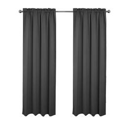 RT Designers Collection - 100% Polyester Twilight Blackout Rod Pocket Curtain Panel 54" x 84" - Charcoal