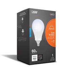 it Works Fonctionnement How FEIT Electric LED not ine-farpoue Smnmn hebulb dothersd Ame imnn - hmpode Daylight Dusk To Dawn ON at night OFF during the day E12 Candelabra Base 60w replacement Estimated Brightness Energy Cost 800 $1.06 per year lumens 1 A19 Bulb Non-Dimmable Indoor Outdoor