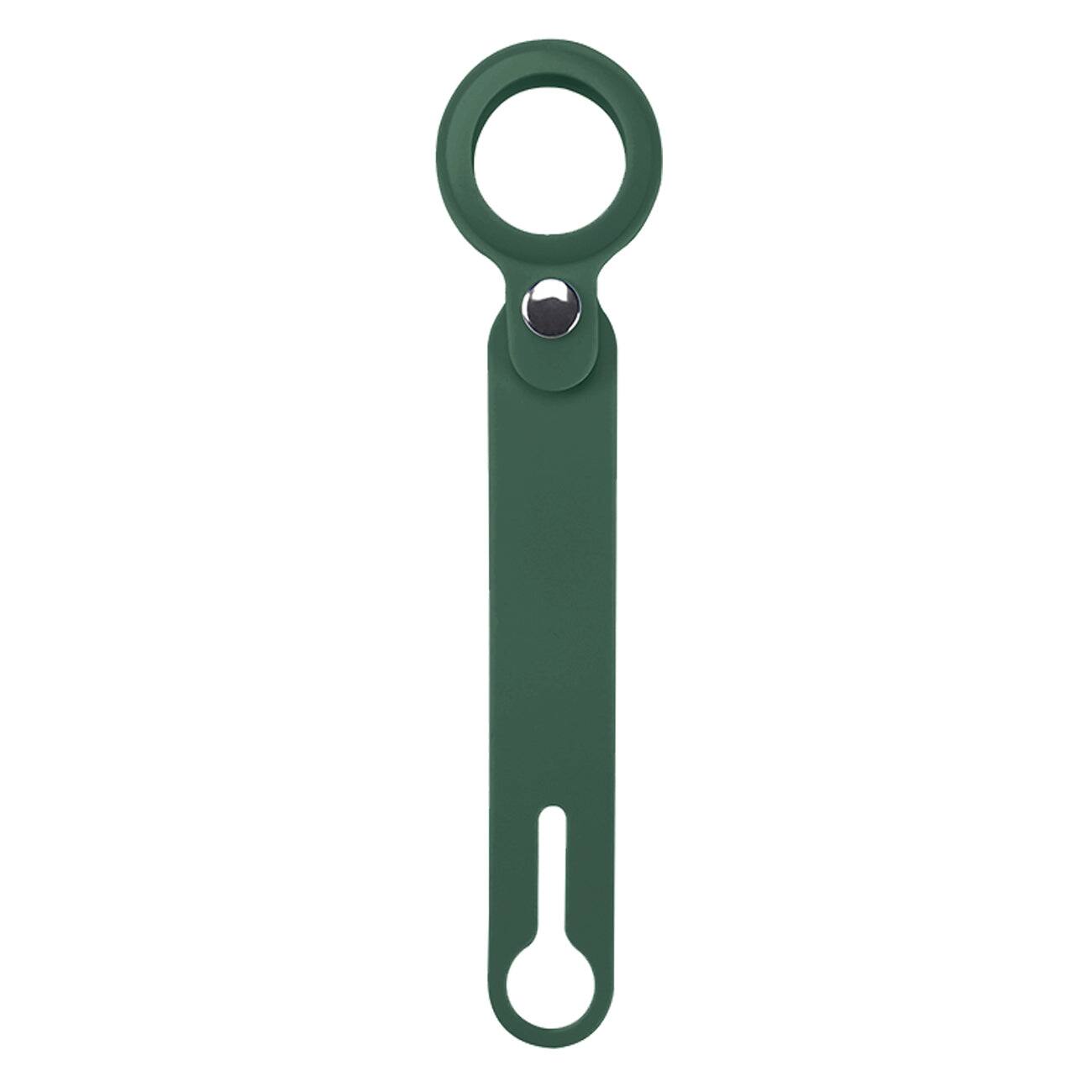 Front. Reiko - Silicone Case For Apple Airtag In Dark Green - Dark Green.
