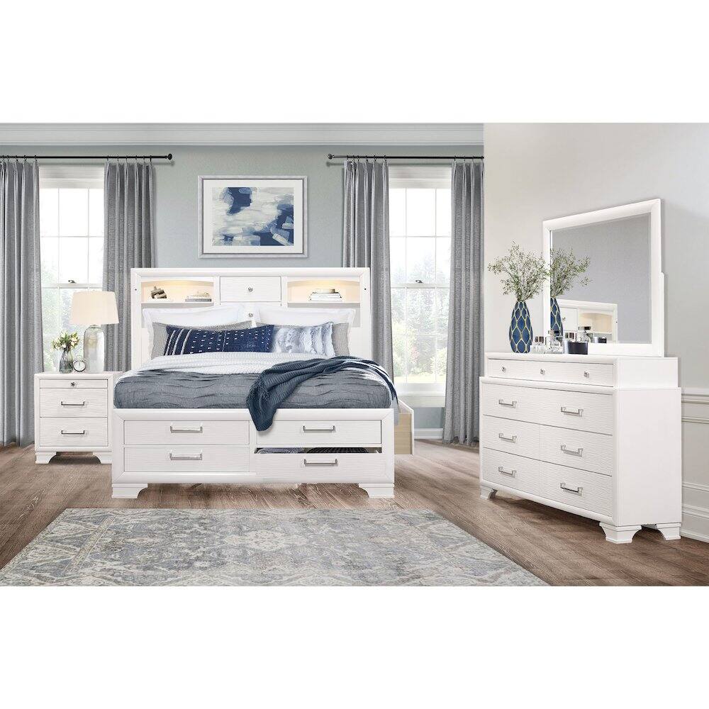 Alt View 3. Global Furniture USA - Transitional Glam Jordyn White Nightstand, White - White.