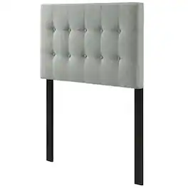FurniFact - Upholstered Fabric Twin Headboard in Neutral Tone with Padded Design - Gray