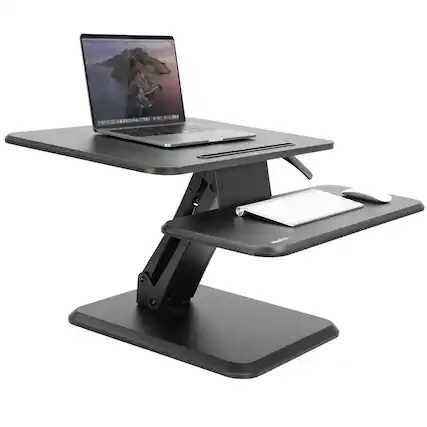 Front. Mount-It! - Height Adjustable Compact Standing Desk Converter with Gas Spring Lift and Integrated Device Slot, Black - Black.