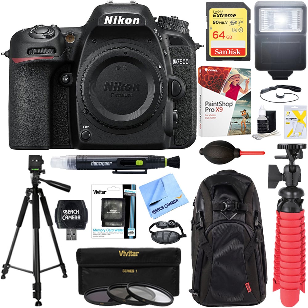 Bundle - Nikon - D7500 20.9MP Digital SLR Camera Body + 64GB Deluxe Accessory price history on PriceWatchPro