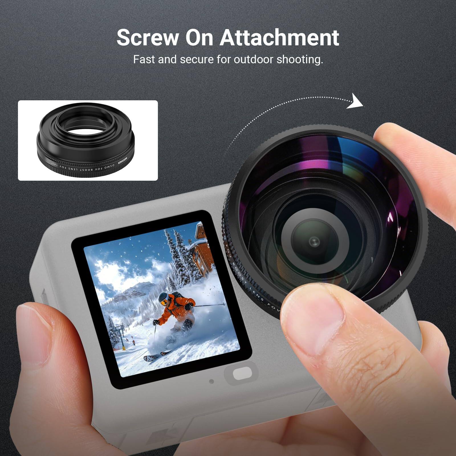 Screw On Attachment  
Fast and secure for outdoor shooting.