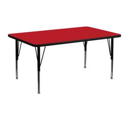 Emma + Oliver - 24x48 Rectangle HP Laminate Adjustable Preschool Activity Table - Red