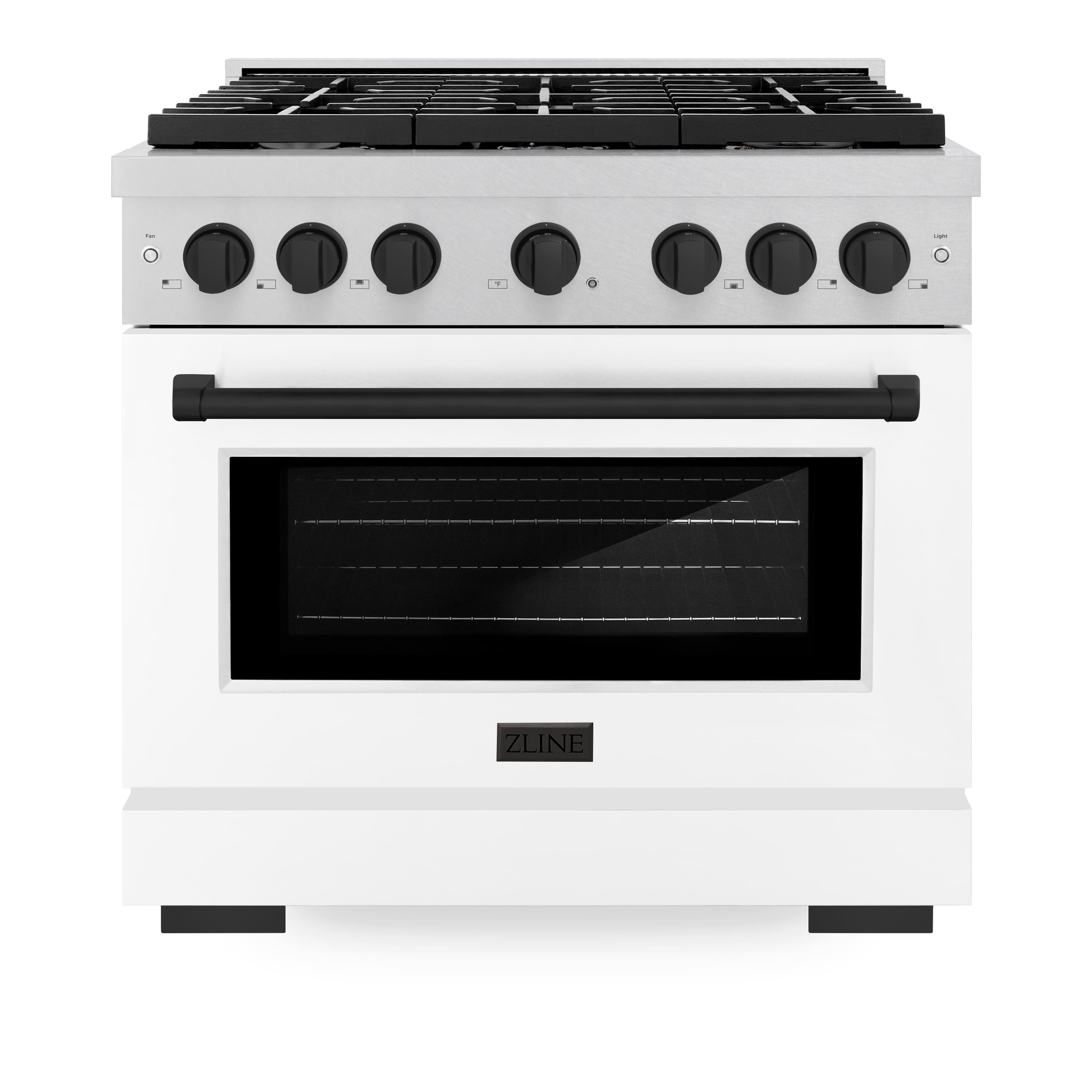 ZLINE - Autograph 36 in. Paramount Satin Steel Gas Range with Black Accents (SGRSZ-WM-36-MB) - White - Front_Zoom