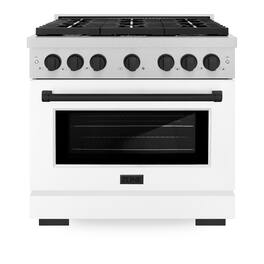 ZLINE - Autograph 36 in. Paramount Satin Steel Gas Range with Black Accents (SGRSZ-WM-36-MB) - White