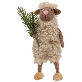 BreeBe - Sheep with Sprig Felted Ornament - Brown