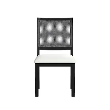 Front. Picket House Furnishings - Grenada Dining Chair with White Fabric in Black - Black.