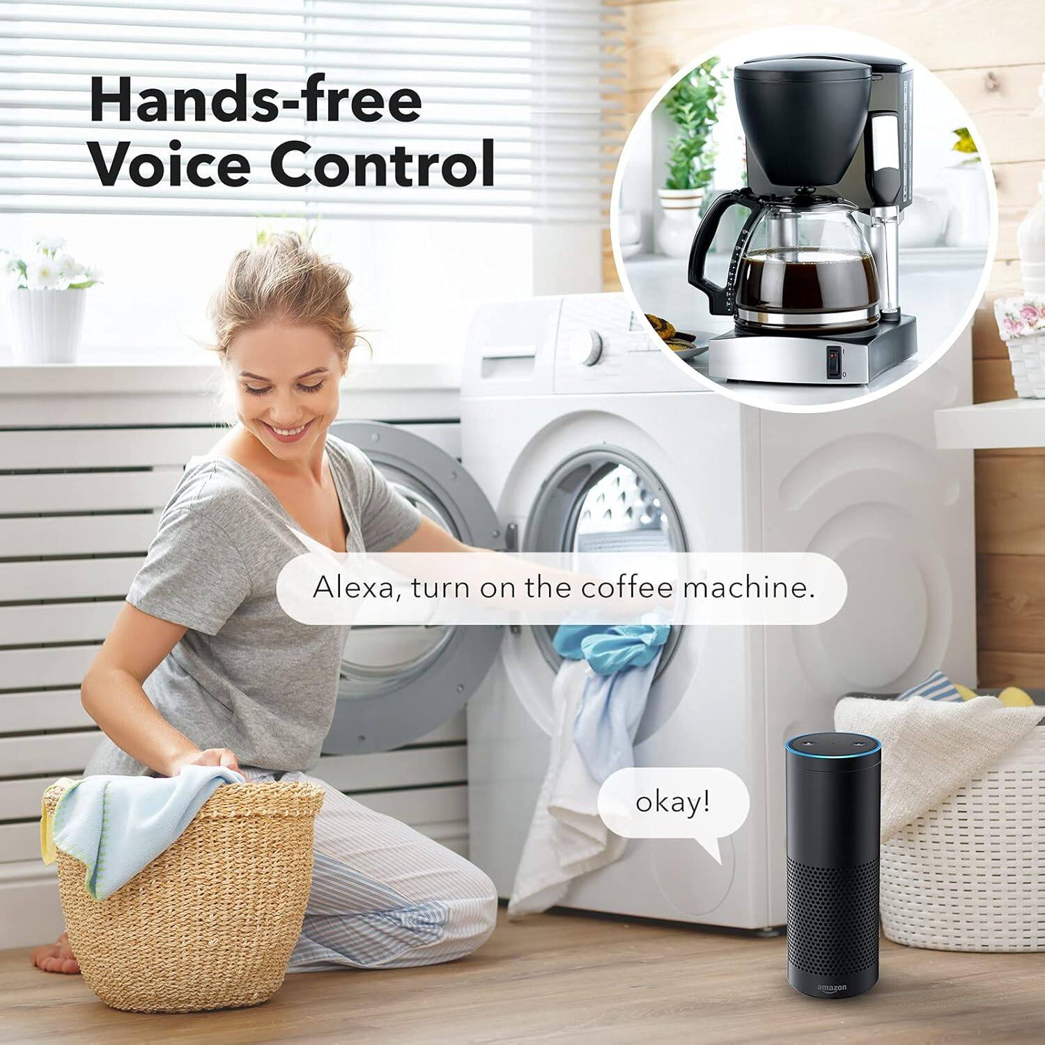 Hands-free Voice Control

Alexa, turn on the coffee machine.

okay!