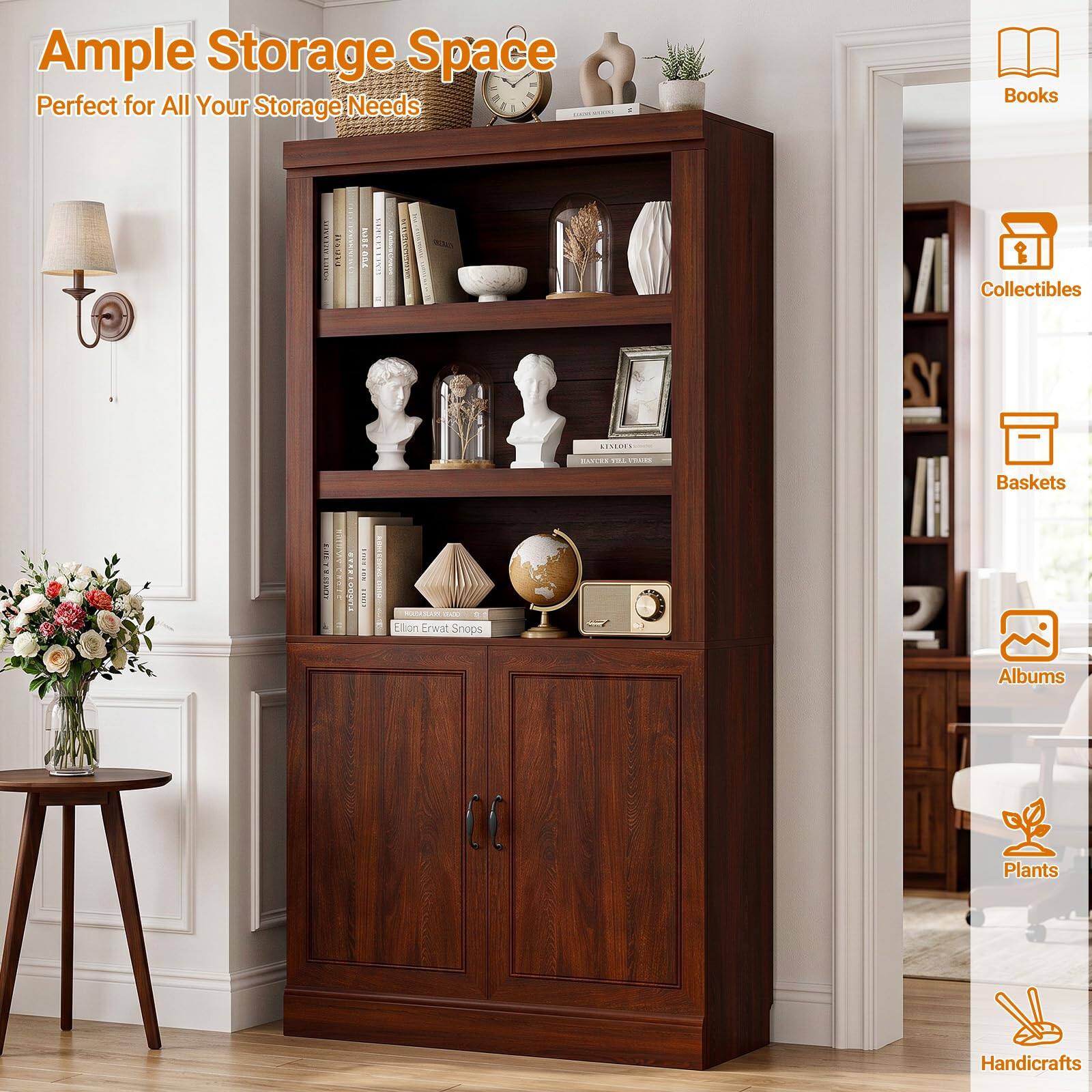 Ample Storage Space  
Perfect for All Your Storage Needs

- Books
- Collectibles
- Baskets
- Albums
- Plants
- Handicrafts
