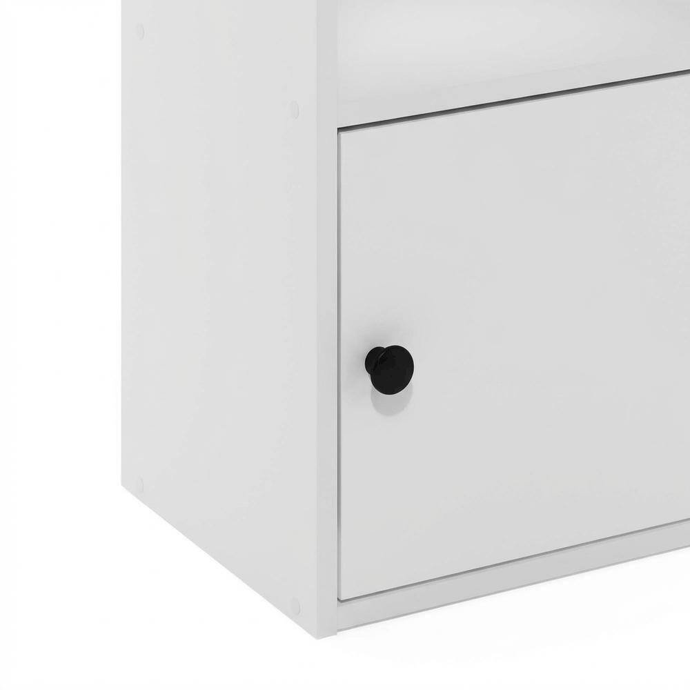 Alt View 2. FurniFact - White 3-Tier Bookcase with Lockable Storage Door and Open Shelves - White.