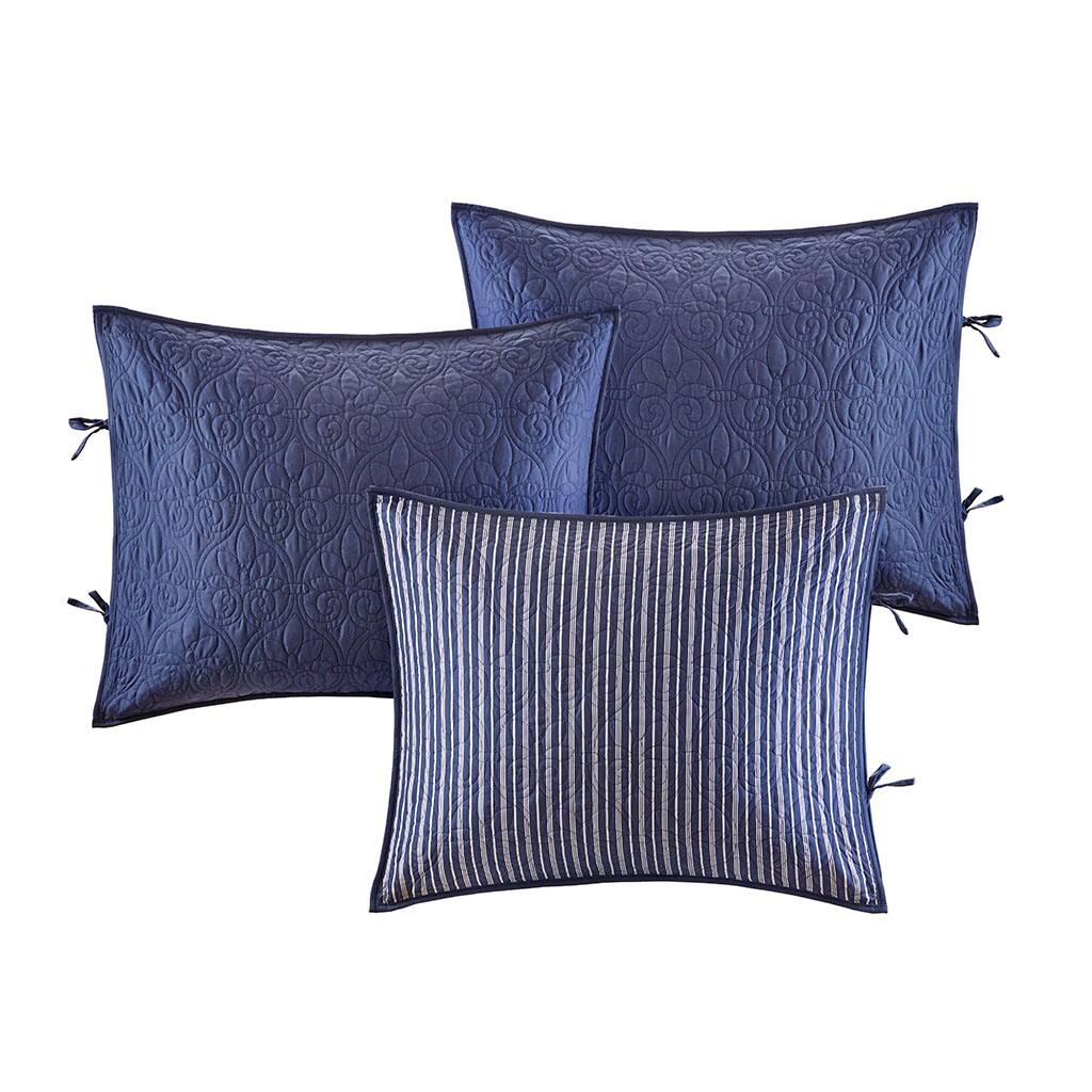 Alt View 3. Gracie Mills - Gracie Mills Sandy 6-Piece Cottage-Inspired Reversible Daybed Cover Set - Navy.