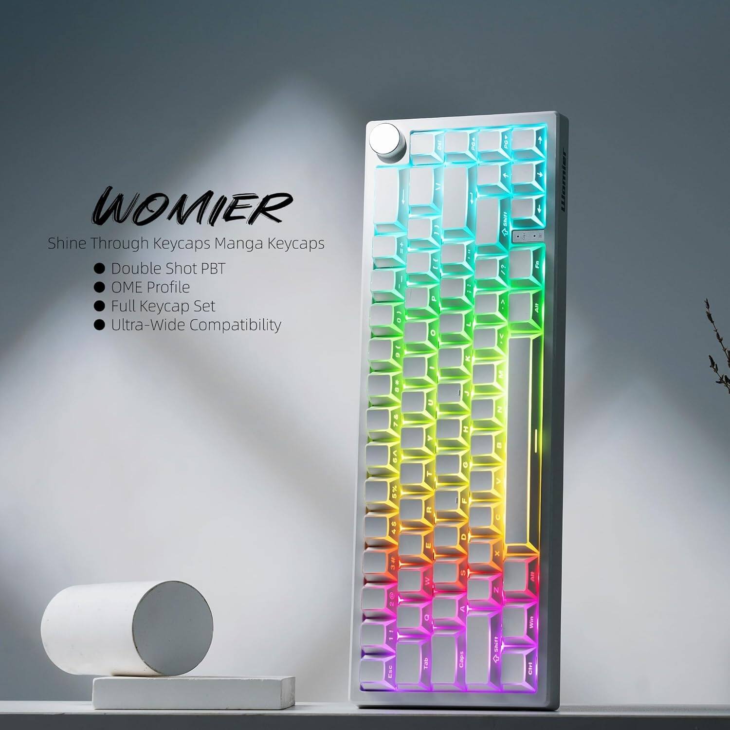 WOMIER Shine Through Keycaps Manga Keycaps Double Shot PBT OME Profile Full Keycap Set Ultra-Wide Compatibility
