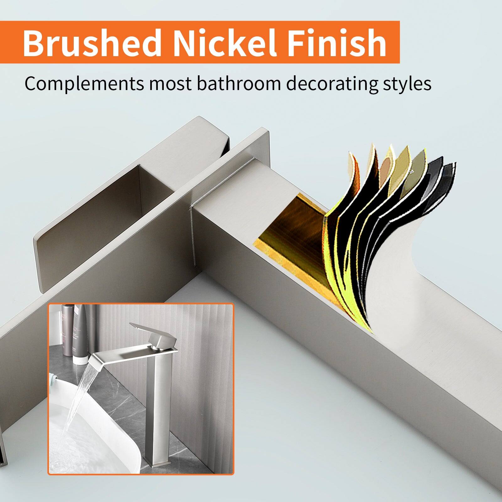 Brushed Nickel Finish  
Complements most bathroom decorating styles