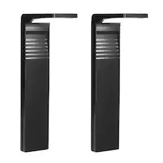 Front. Techko Maid - Outdoor Solar LED L-Shaped Weather Resistant Path Lights, Modern Minimal Design (2-Pack) - Black.