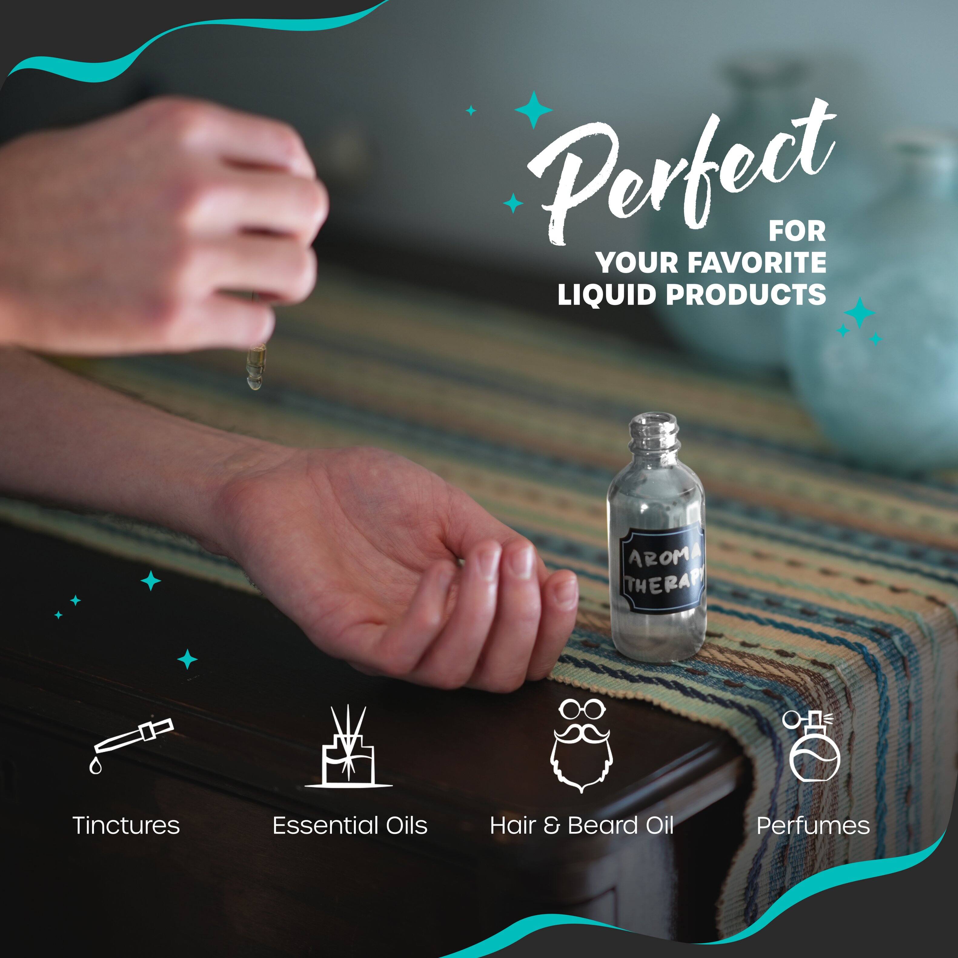 Perfect for your favorite liquid products: Tinctures, Essential Oils, Hair & Beard Oil, Perfumes