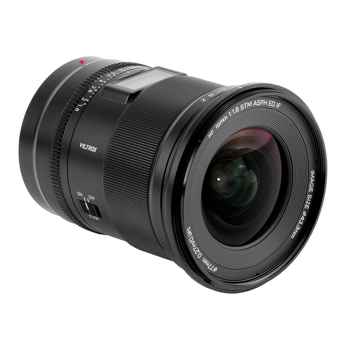 Ys 2.8 2 T N P N- 1.8 B VILTROX ON / OFF LIS / 1/S 8 Z ASPH STM ED IF 1:1.8 Ibmm Mr 540a 77mm IMAGE SIZE 43.3mm 43 3mm