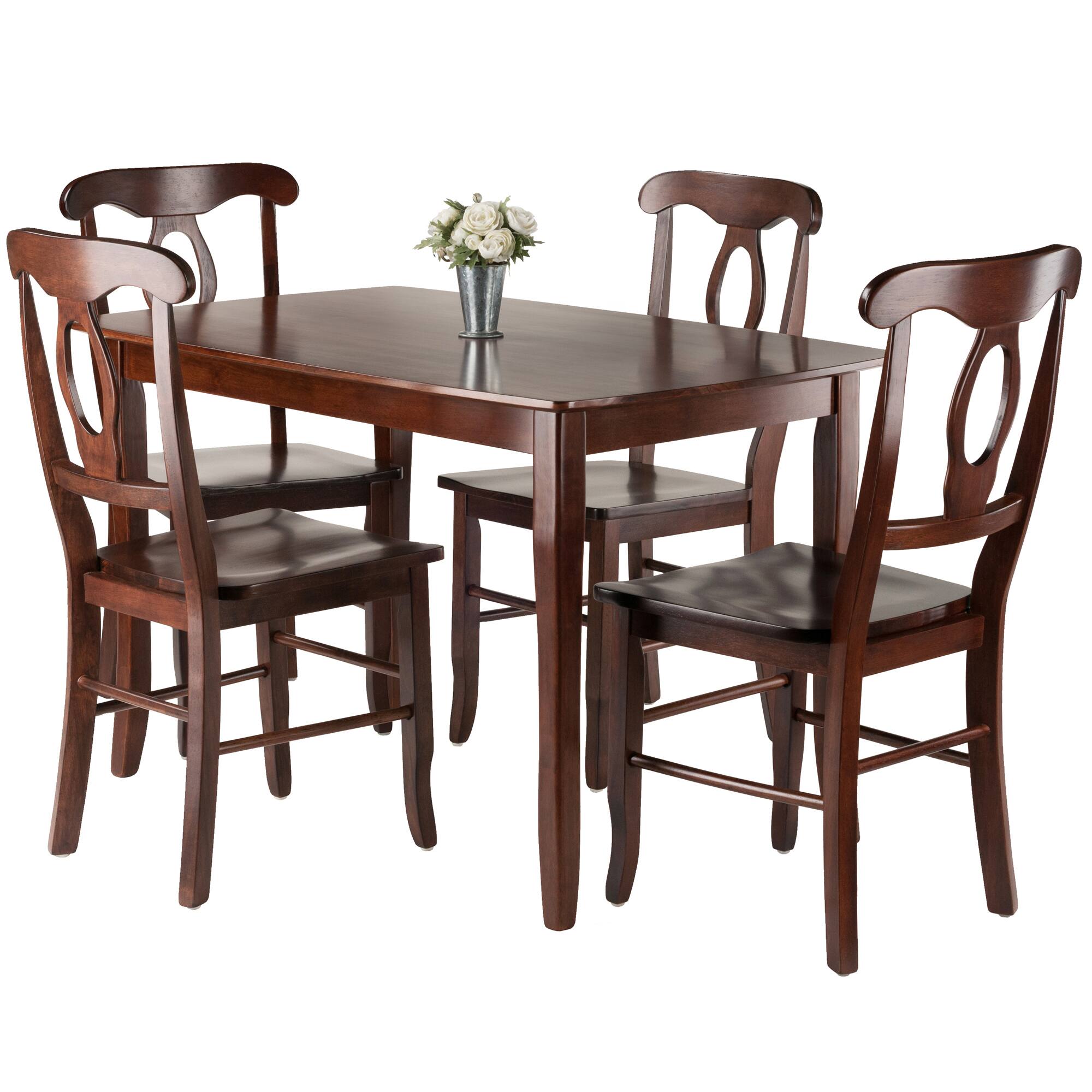 Alt View 1. Winsome Wood - Inglewood 5-Pc Dining Table with Key Hole Back Chairs - Walnut.