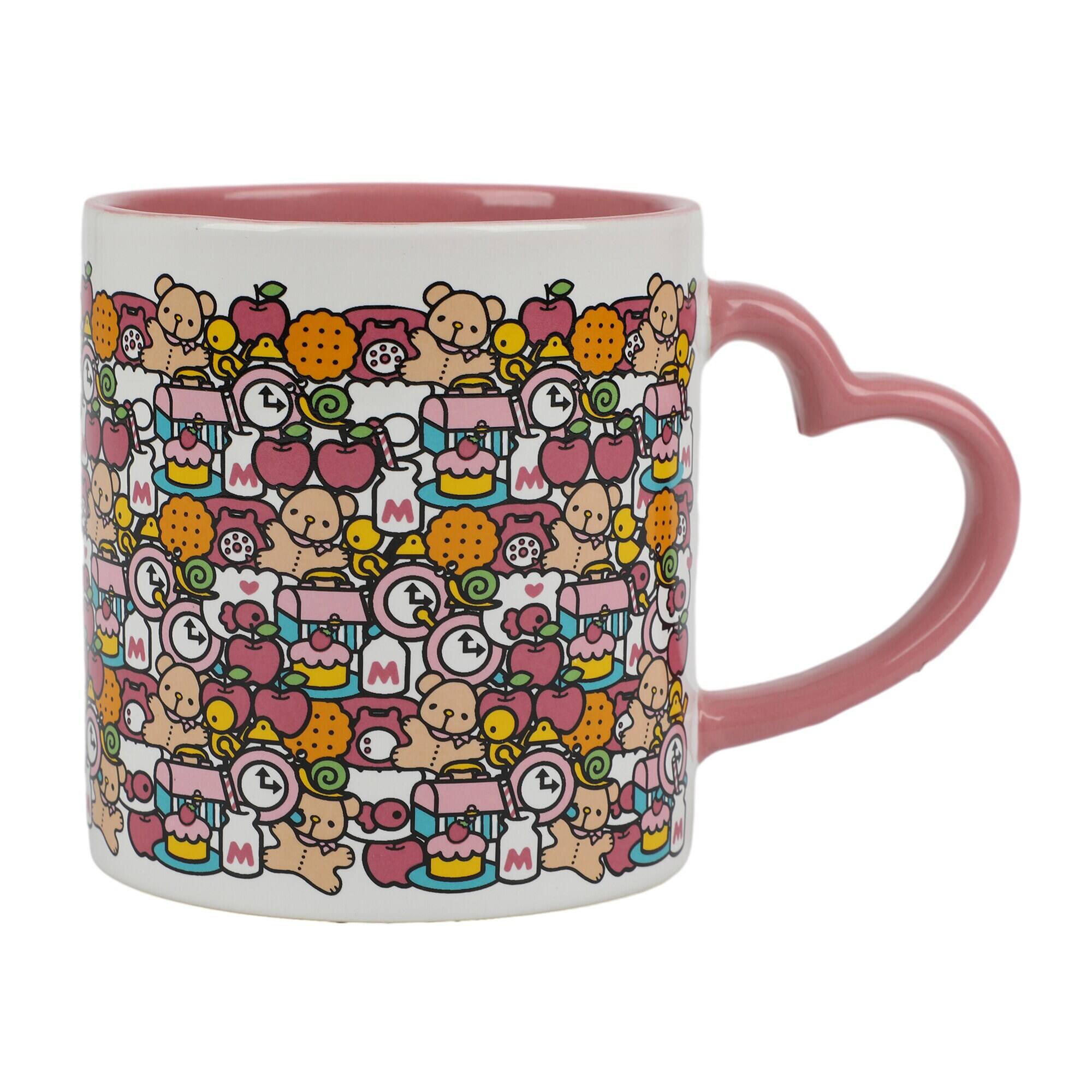 Alt View 1. Bioworld - Hello Kitty 16oz. Ceramic Coffee Mug with Heart-Shaped Handle - Multicolor.