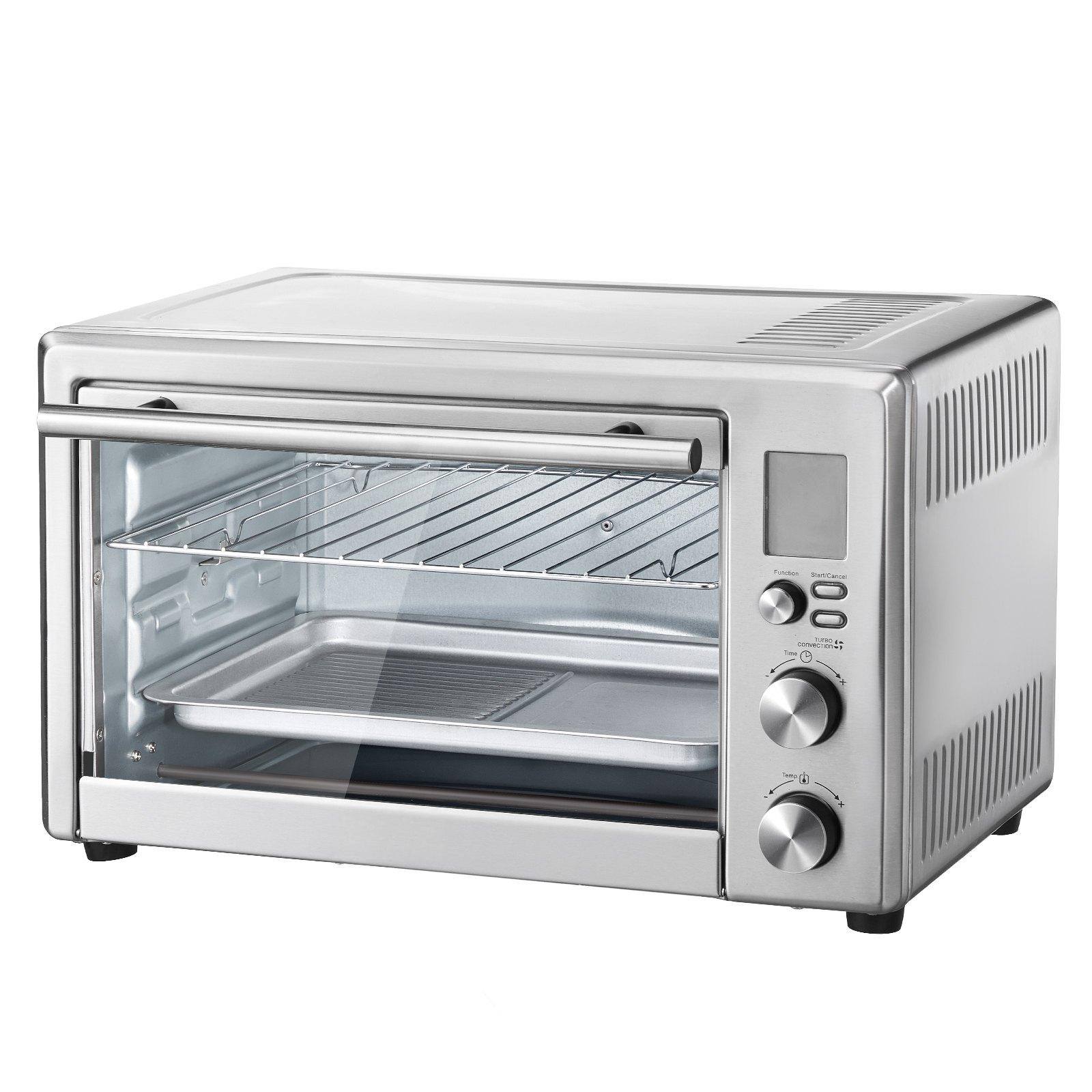 Alt View 10. Glintex - 28L Countertop Convection Oven Toaster Baker 10-in-1 1800W Multi-Function Electric Oven for Home - Silver.