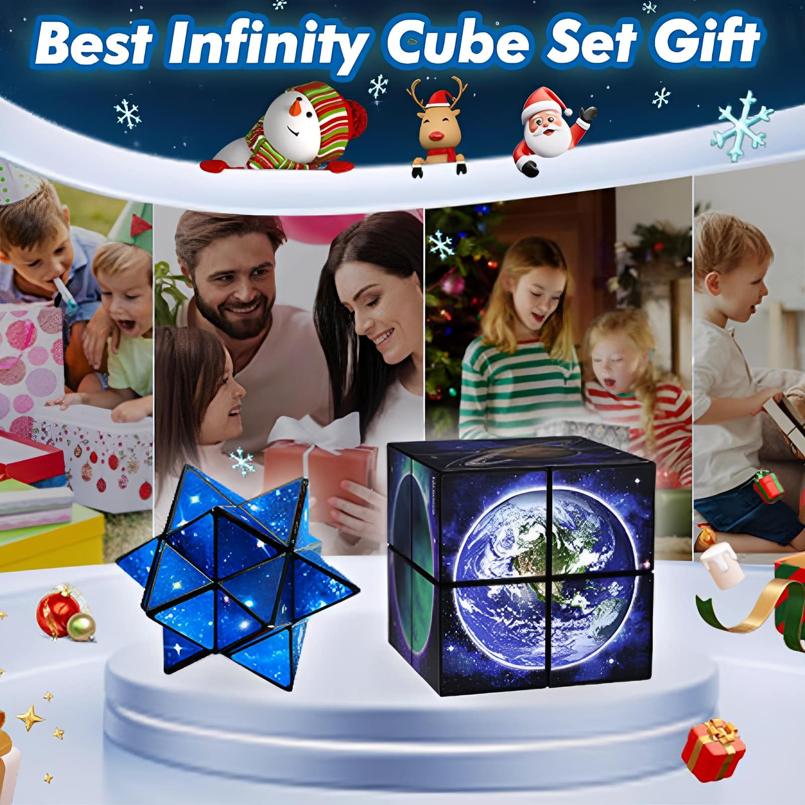Topteng 2 in 1 Earth Style Star Magic Cube Set Transformable