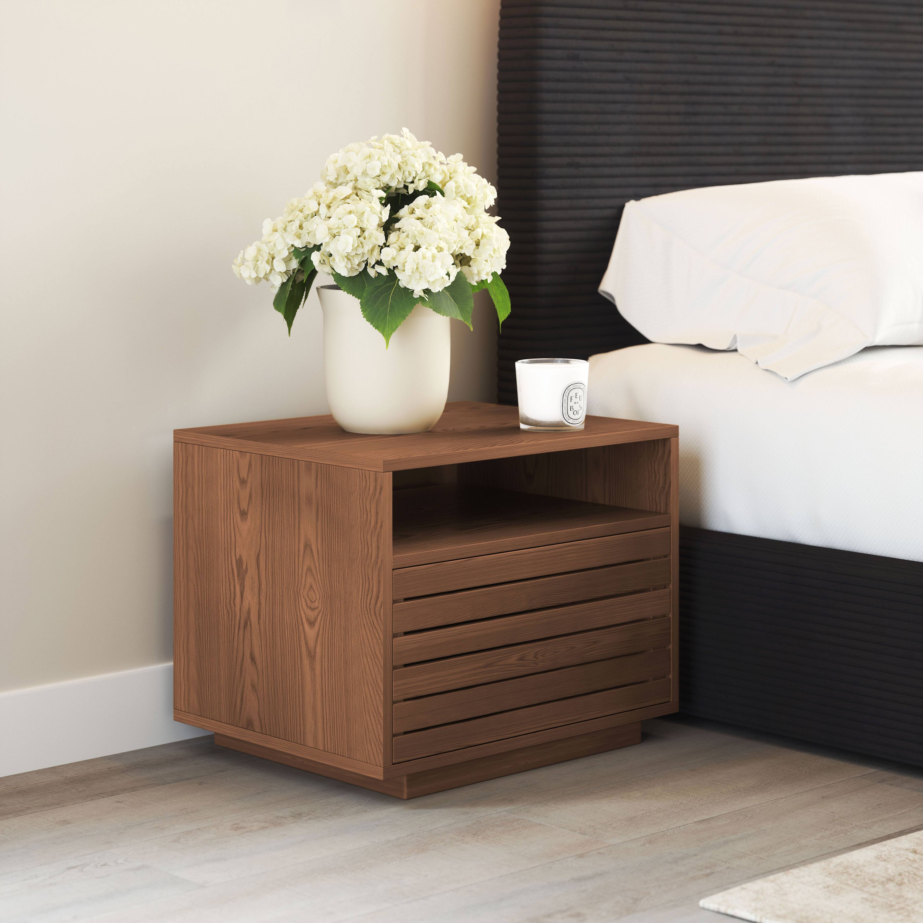 Angle. Hivvago - Slit Nightstand Walnut - Walnut.