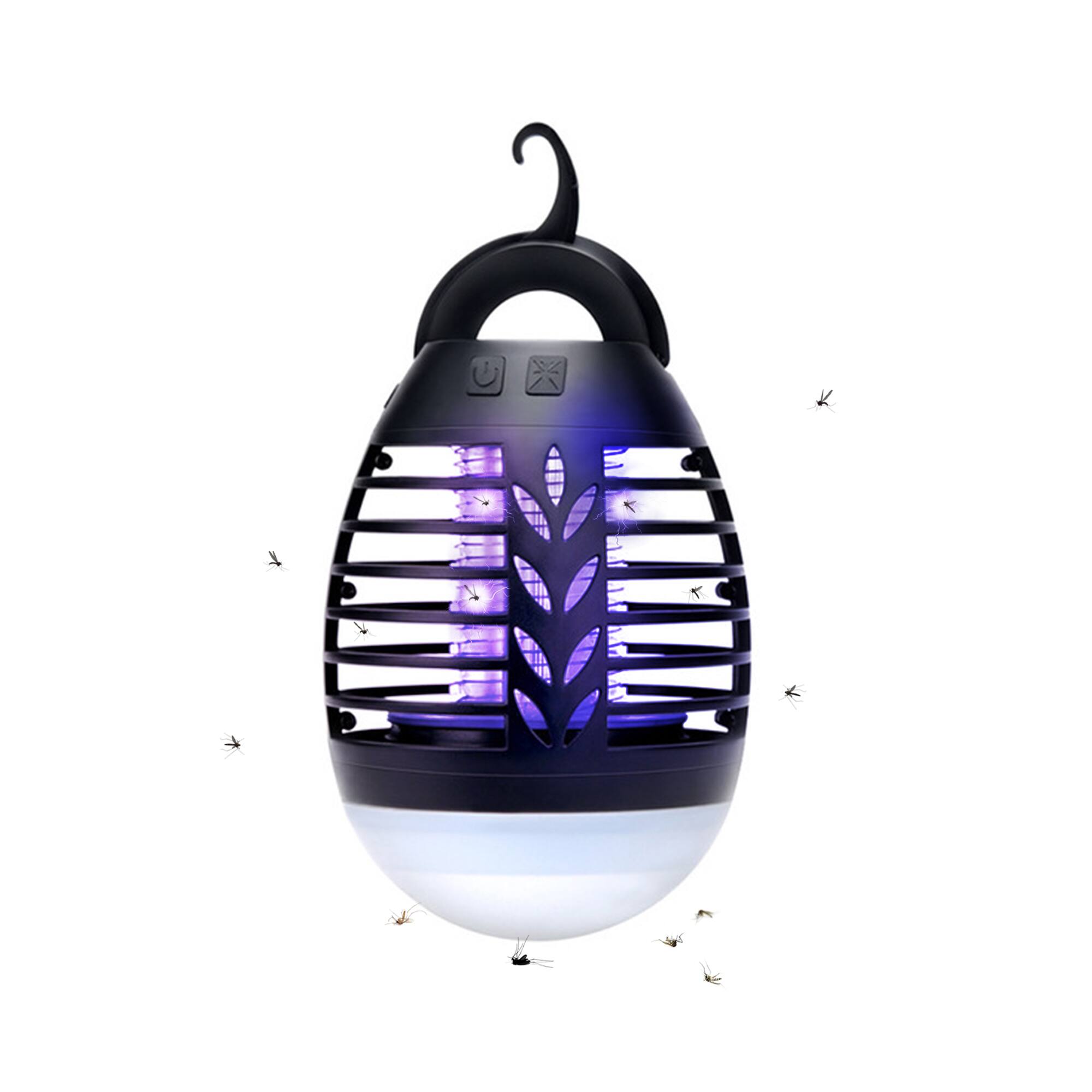 Front. HOM - Bug Zapper Light | Exterminates Mosquitoes, Flies & Bugs - Black.