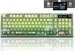 Womier - L98 Wireless Gaming Keyboard, 98 Keys Mechanical Keyboard with Smart Display, Knob and Numpad for PC Mac - Green
