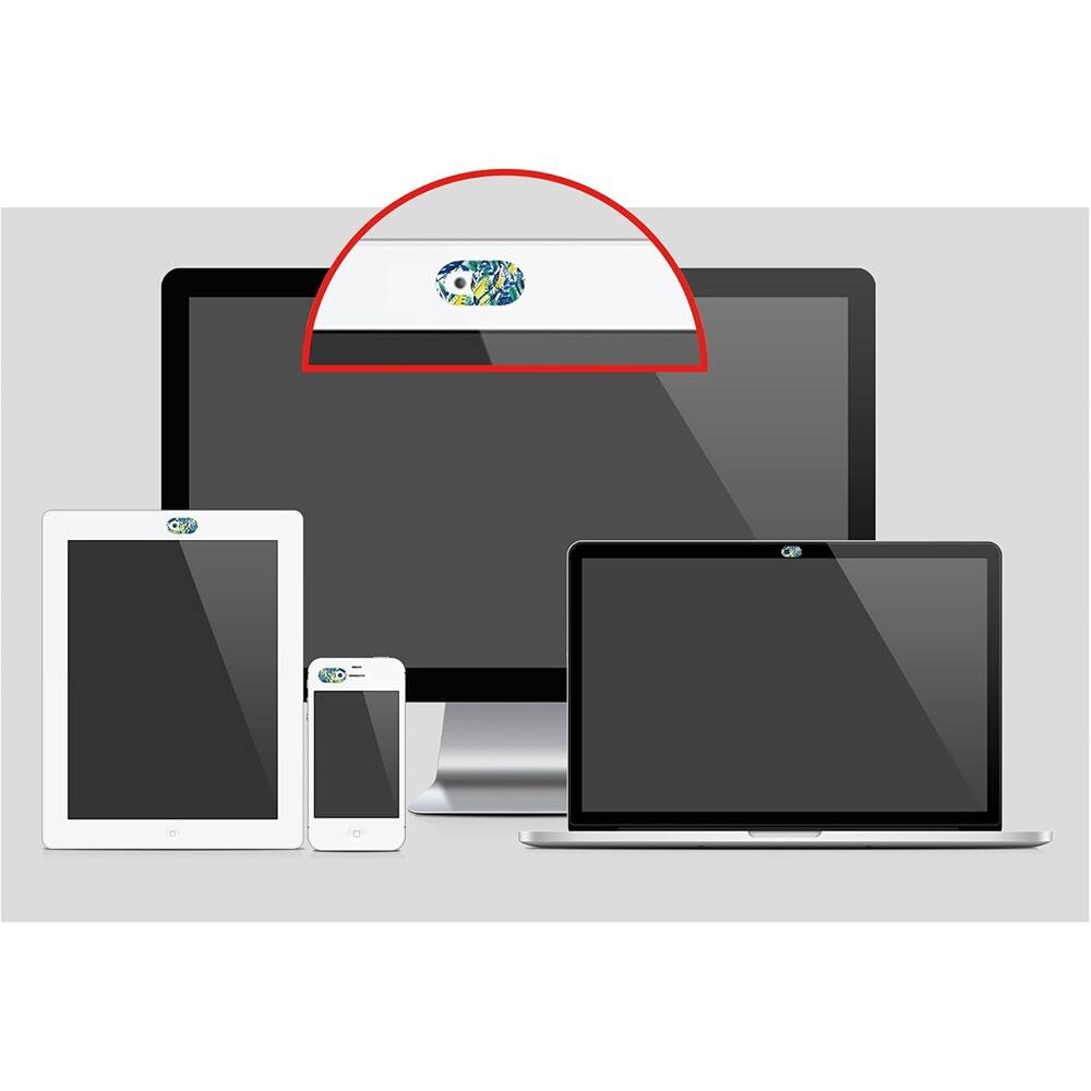 Left. RTMB - Ultra-Thin Webcam Cover Slides, Privacy Blocker – Flower 5-Pack.