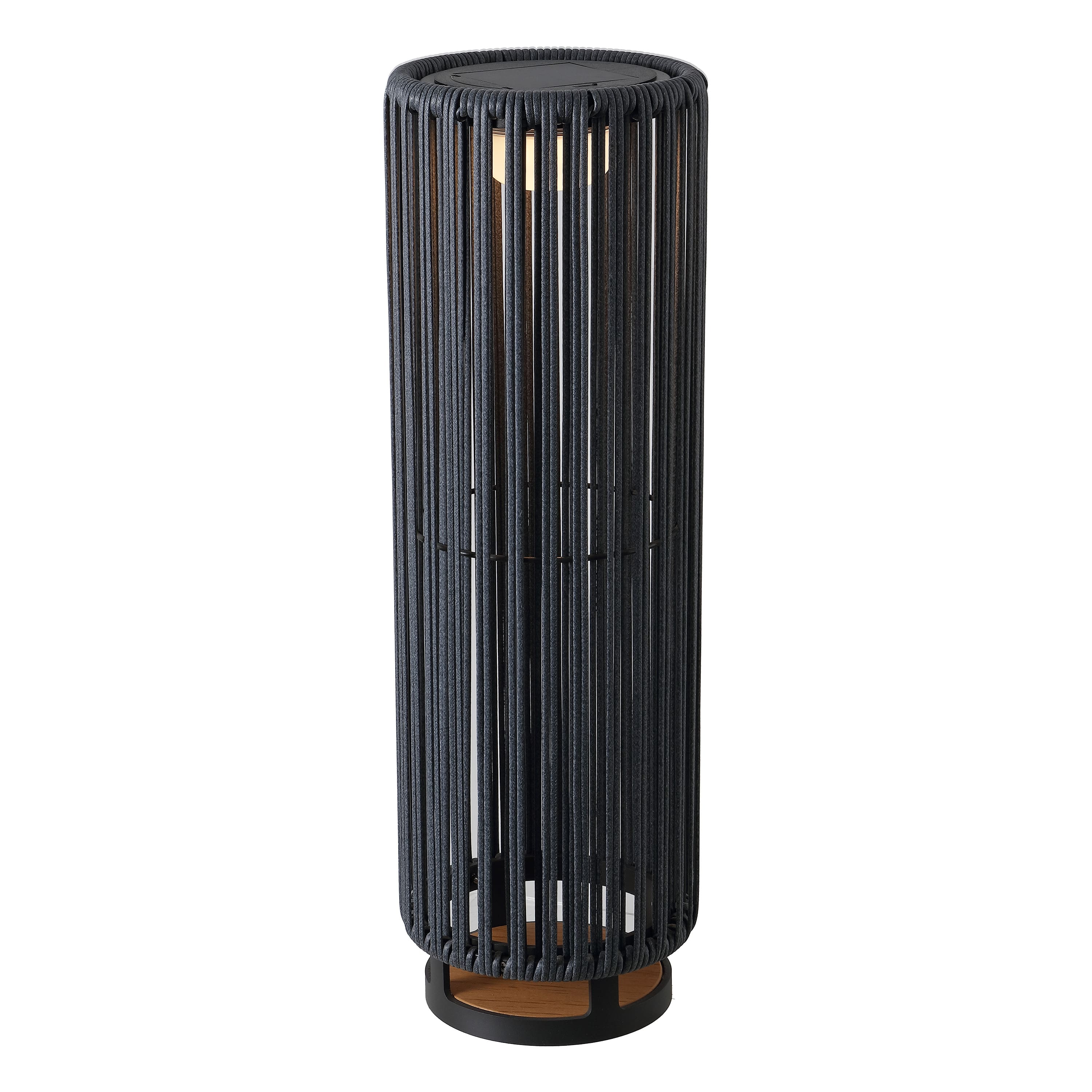 "Jonathan Y - Sawara 26.75"" Modern Minimalist Faux Rattan Integrated Indoor/Outdoor LED Solar Powered Lantern, Charcoal/Black - Black/Gray" price history on PriceWatchPro