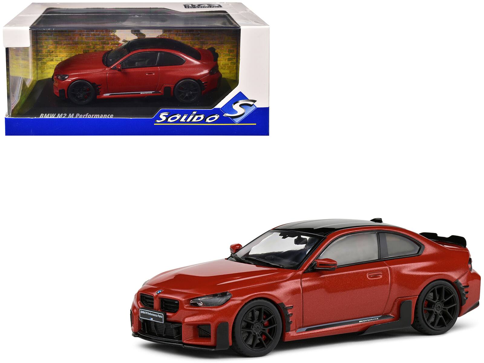 2023 BMW M2 M Performance Toronto Top 1/43 Diecast Model Car by Solido - Red Metallic with Black