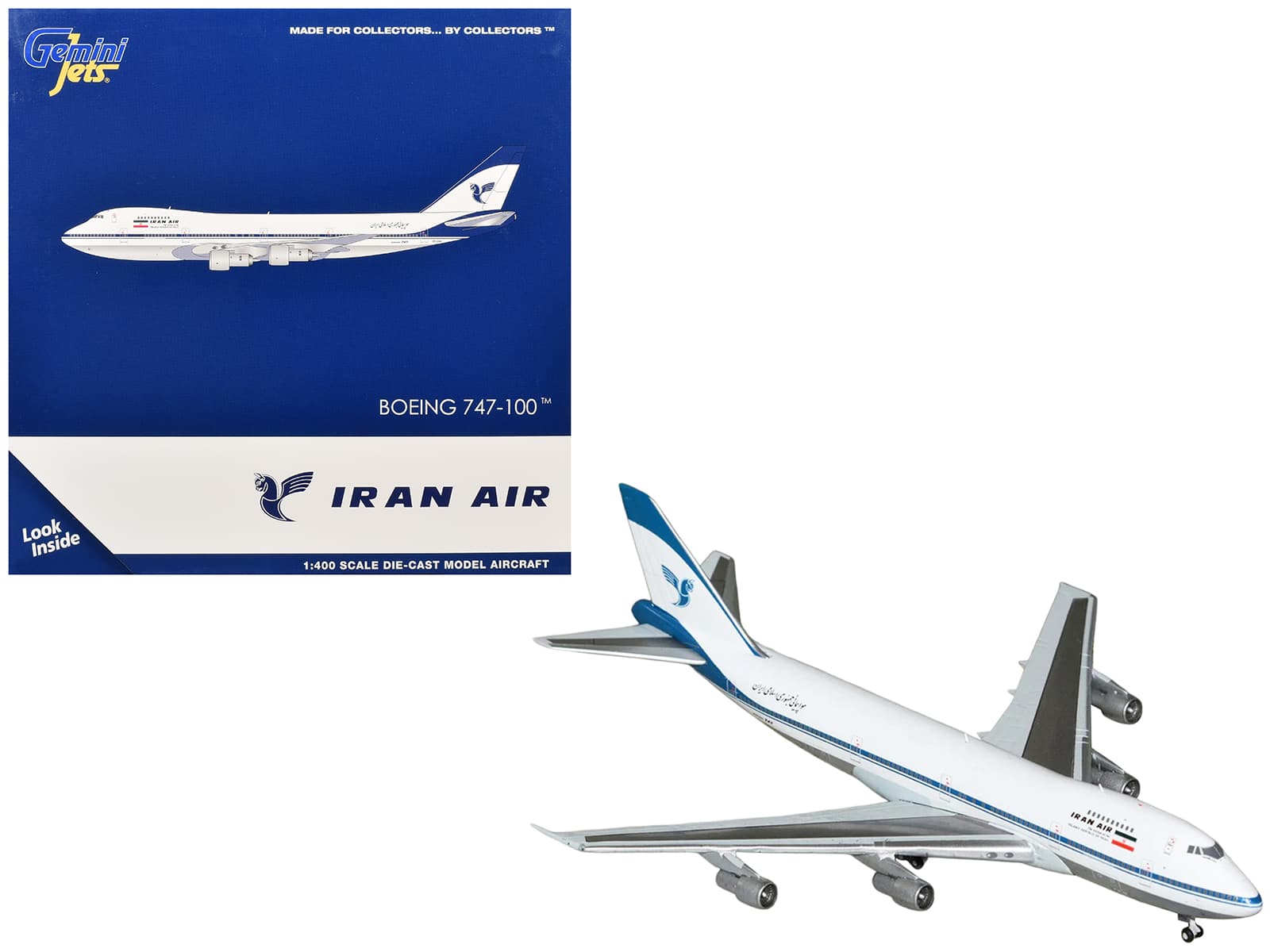 "Boeing 747-100 Commercial Aircraft ""Iran Air"" (EP-IAM) White with Blue Stripes 1/400 Diecast Model by GeminiJets" price history on PriceWatchPro