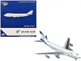 Boeing 747-100 Commercial Aircraft "Iran Air" (EP-IAM) White with Blue Stripes 1/400 Diecast Model by GeminiJets