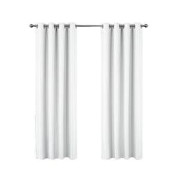 Olivia Gray - 100% Polyester 250 GSM Basket Weave Ian Luxury Jacquard Blackout Grommet Curtain Panel 54" x 90" - White