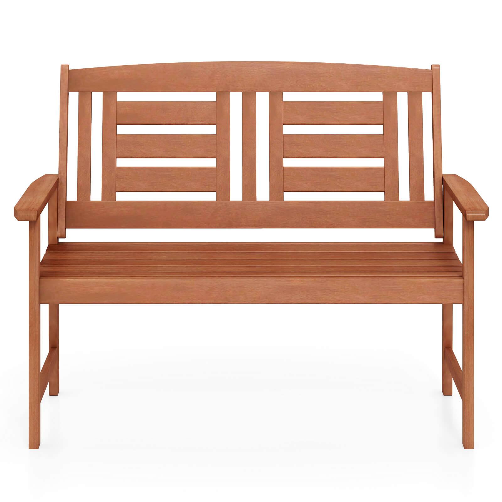 Alt View 9. Costway - Costway Outdoor Solid Wood Loveseat with Inclined Backrest & Slatted Seat Teak Painting - Orange.