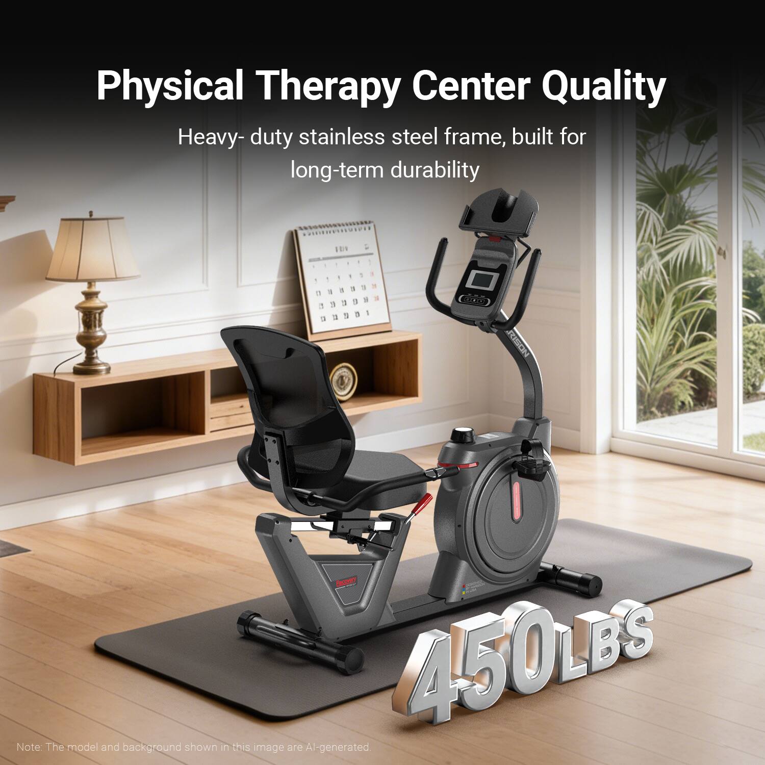 Physical Therapy Center Quality  
Heavy-duty stainless steel frame, built for long-term durability  
450LBS  

Note: The model and background shown in this image are AI-generated