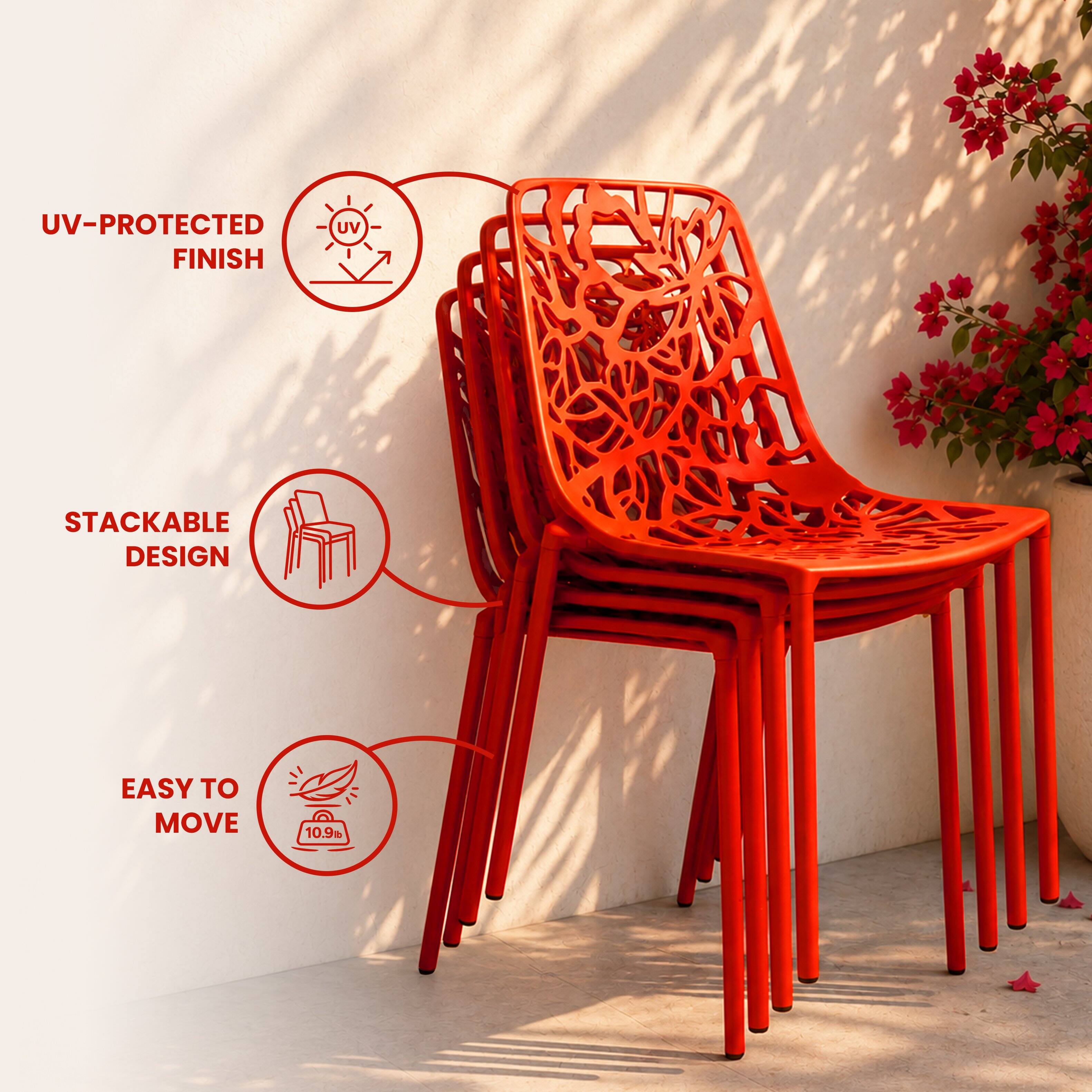 UV-Protected Finish  
Stackable Design  
Easy to Move  
10.9 kg